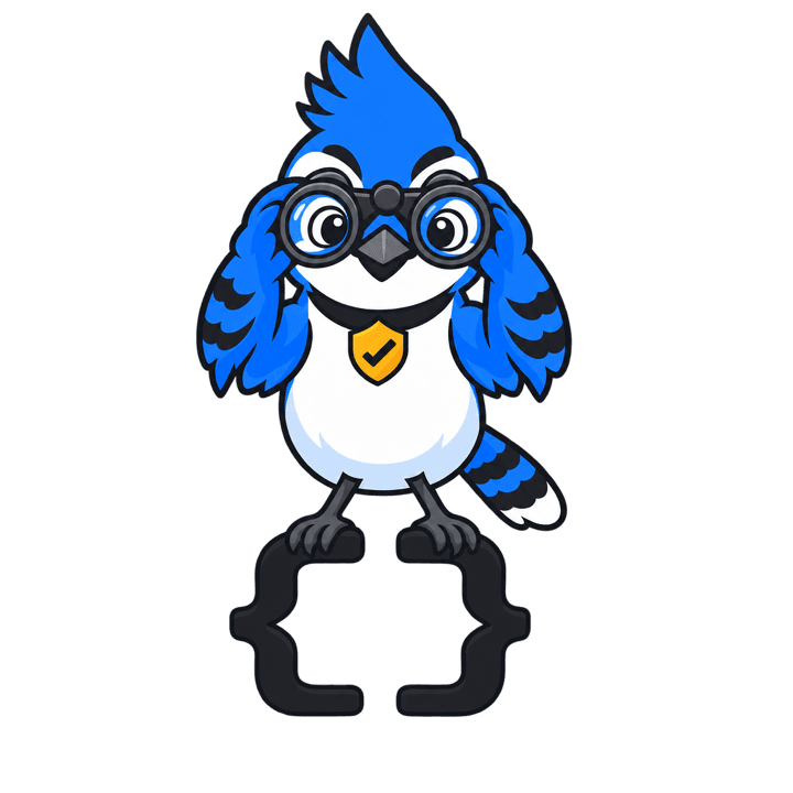 jes blue jay on code braces looking through binoculars